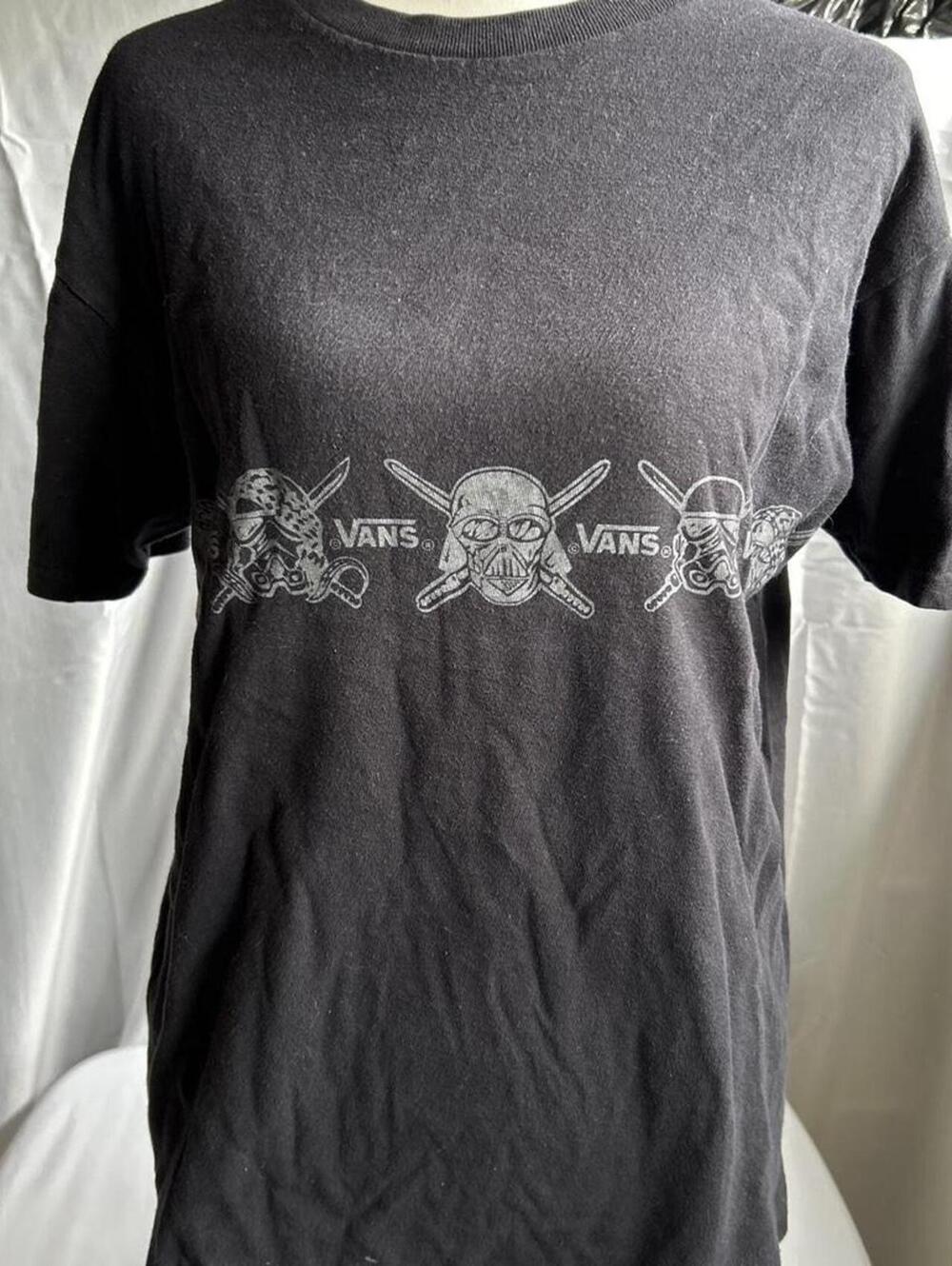Mens Vans x Star Wars Black Skull Crossbones Darth Vader Graphic T-Shirt, M